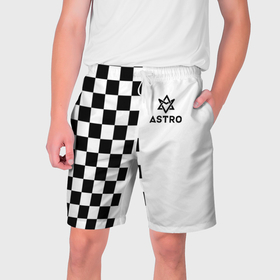 Мужские шорты 3D с принтом Астро шахматка в Петрозаводске,  полиэстер 100% | прямой крой, два кармана без застежек по бокам. Мягкая трикотажная резинка на поясе, внутри которой широкие завязки. Длина чуть выше колен | 