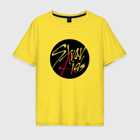 Мужская футболка хлопок Oversize с принтом Stray Kids logo , 100% хлопок | свободный крой, круглый ворот, “спинка” длиннее передней части | Тематика изображения на принте: 