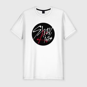Мужская футболка хлопок Slim с принтом Stray Kids logo , 92% хлопок, 8% лайкра | приталенный силуэт, круглый вырез ворота, длина до линии бедра, короткий рукав | Тематика изображения на принте: 