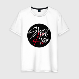 Мужская футболка хлопок с принтом Stray Kids logo , 100% хлопок | прямой крой, круглый вырез горловины, длина до линии бедер, слегка спущенное плечо. | Тематика изображения на принте: 