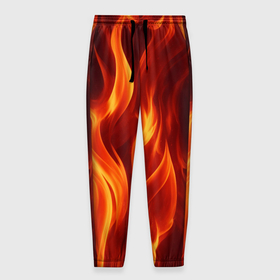 Мужские брюки 3D с принтом пламя огня в Санкт-Петербурге, 100% полиэстер | манжеты по низу, эластичный пояс регулируется шнурком, по бокам два кармана без застежек, внутренняя часть кармана из мелкой сетки | 