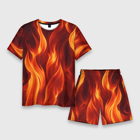 Мужской костюм с шортами 3D с принтом пламя огня в Кировске,  |  | 