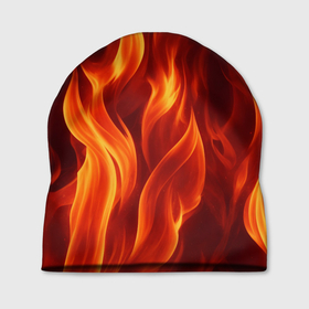 Шапка 3D с принтом пламя огня в Тюмени, 100% полиэстер | универсальный размер, печать по всей поверхности изделия | 