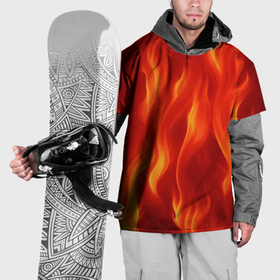 Накидка на куртку 3D с принтом огонь рыжий в Тюмени, 100% полиэстер |  | 