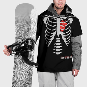 Накидка на куртку 3D с принтом Скелет с добрым сердцем в Новосибирске, 100% полиэстер |  | 