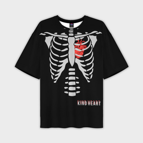 Мужская футболка oversize 3D с принтом Скелет с добрым сердцем в Белгороде,  |  | 