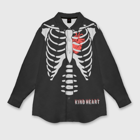 Мужская рубашка oversize 3D с принтом Скелет с добрым сердцем в Тюмени,  |  | Тематика изображения на принте: 