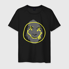 Мужская футболка хлопок с принтом Nirvana smiling в Белгороде, 100% хлопок | прямой крой, круглый вырез горловины, длина до линии бедер, слегка спущенное плечо. | Тематика изображения на принте: 