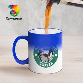Кружка хамелеон с принтом Satoru Gojo Coffee в Тюмени, керамика | меняет цвет при нагревании, емкость 330 мл | Тематика изображения на принте: 