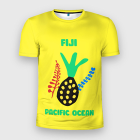 Мужская футболка 3D Slim с принтом Фиджи   Тихий океан в Санкт-Петербурге, 100% полиэстер с улучшенными характеристиками | приталенный силуэт, круглая горловина, широкие плечи, сужается к линии бедра | Тематика изображения на принте: 