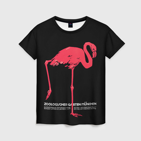 Женская футболка 3D с принтом Фламинго   Мюнхен в Петрозаводске, 100% полиэфир ( синтетическое хлопкоподобное полотно) | прямой крой, круглый вырез горловины, длина до линии бедер | 