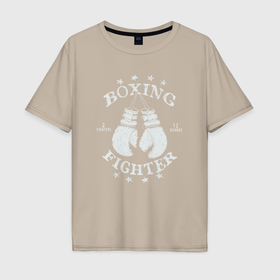 Мужская футболка хлопок Oversize с принтом Boxing fighter в Тюмени, 100% хлопок | свободный крой, круглый ворот, “спинка” длиннее передней части | 