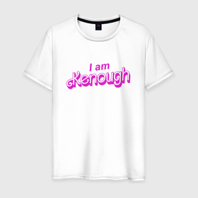 Мужская футболка хлопок с принтом i am kenough barbie в Санкт-Петербурге, 100% хлопок | прямой крой, круглый вырез горловины, длина до линии бедер, слегка спущенное плечо. | 