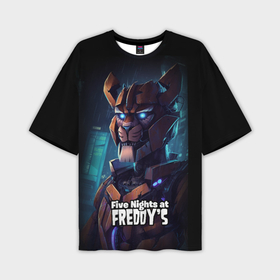 Мужская футболка oversize 3D с принтом Five Nights at Freddys Bonnie cyberpunk ,  |  | Тематика изображения на принте: 