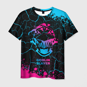 Мужская футболка 3D с принтом Goblin Slayer   neon gradient в Курске, 100% полиэфир | прямой крой, круглый вырез горловины, длина до линии бедер | Тематика изображения на принте: 