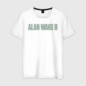 Мужская футболка хлопок с принтом Alan Wake 2 logo в Петрозаводске, 100% хлопок | прямой крой, круглый вырез горловины, длина до линии бедер, слегка спущенное плечо. | 