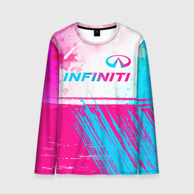 Мужской лонгслив 3D с принтом Infiniti neon gradient style: символ сверху в Курске, 100% полиэстер | длинные рукава, круглый вырез горловины, полуприлегающий силуэт | 