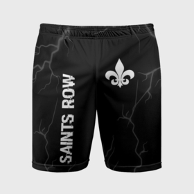 Мужские шорты спортивные с принтом Saints Row glitch на темном фоне: надпись, символ в Белгороде,  |  | 