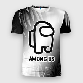 Мужская футболка 3D Slim с принтом Among Us glitch на светлом фоне в Новосибирске, 100% полиэстер с улучшенными характеристиками | приталенный силуэт, круглая горловина, широкие плечи, сужается к линии бедра | 