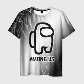 Мужская футболка 3D с принтом Among Us glitch на светлом фоне в Тюмени, 100% полиэфир | прямой крой, круглый вырез горловины, длина до линии бедер | 