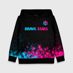 Детская толстовка 3D с принтом Brawl Stars   neon gradient: символ сверху , 100% полиэстер | двухслойный капюшон со шнурком для регулировки, мягкие манжеты на рукавах и по низу толстовки, спереди карман-кенгуру с мягким внутренним слоем | 