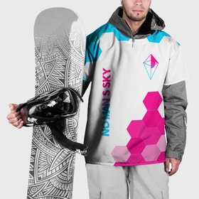 Накидка на куртку 3D с принтом No Mans Sky neon gradient style: надпись, символ в Петрозаводске, 100% полиэстер |  | 