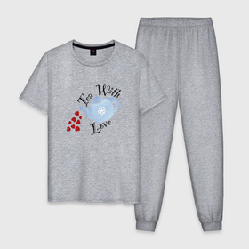 Мужская пижама хлопок с принтом Tea with Love в Тюмени, 100% хлопок | брюки и футболка прямого кроя, без карманов, на брюках мягкая резинка на поясе и по низу штанин
 | 