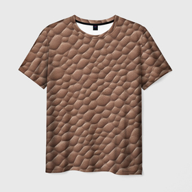 Мужская футболка 3D с принтом Коричневая кожа крокодила в Белгороде, 100% полиэфир | прямой крой, круглый вырез горловины, длина до линии бедер | Тематика изображения на принте: 