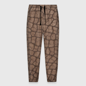 Мужские брюки 3D с принтом кожа крокодила крупная в Белгороде, 100% полиэстер | манжеты по низу, эластичный пояс регулируется шнурком, по бокам два кармана без застежек, внутренняя часть кармана из мелкой сетки | 