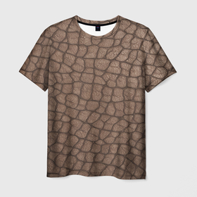 Мужская футболка 3D с принтом кожа крокодила крупная в Белгороде, 100% полиэфир | прямой крой, круглый вырез горловины, длина до линии бедер | 