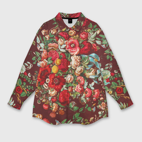 Мужская рубашка oversize 3D с принтом Платок цветочный узор в Санкт-Петербурге,  |  | Тематика изображения на принте: 