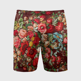 Мужские шорты спортивные с принтом Платок цветочный узор в Санкт-Петербурге,  |  | Тематика изображения на принте: 