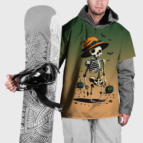 Накидка на куртку 3D с принтом Funny skeleton   halloween   neural network , 100% полиэстер |  | 