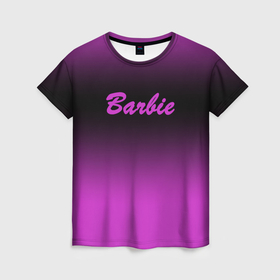 Женская футболка 3D с принтом Барби градиент , 100% полиэфир ( синтетическое хлопкоподобное полотно) | прямой крой, круглый вырез горловины, длина до линии бедер | 