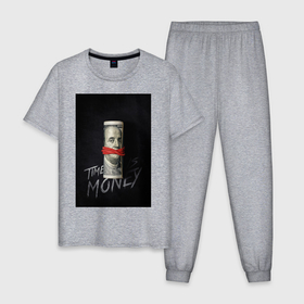 Мужская пижама хлопок с принтом Time is money в Белгороде, 100% хлопок | брюки и футболка прямого кроя, без карманов, на брюках мягкая резинка на поясе и по низу штанин
 | 