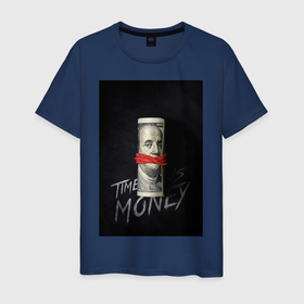 Мужская футболка хлопок с принтом Time is money в Белгороде, 100% хлопок | прямой крой, круглый вырез горловины, длина до линии бедер, слегка спущенное плечо. | 