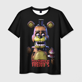 Мужская футболка 3D с принтом Five Nights   at Freddy в Белгороде, 100% полиэфир | прямой крой, круглый вырез горловины, длина до линии бедер | 