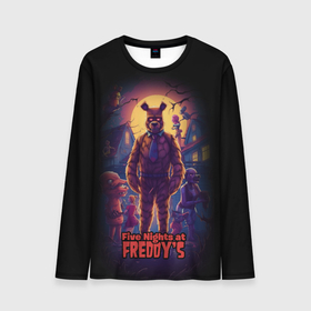 Мужской лонгслив 3D с принтом Five Nights at    Freddys horror в Курске, 100% полиэстер | длинные рукава, круглый вырез горловины, полуприлегающий силуэт | 