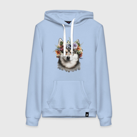 Женская толстовка хлопок с принтом Помски с венком из цветов в Ухте, френч-терри, мягкий теплый начес внутри (100% хлопок) | карман-кенгуру, эластичные манжеты и нижняя кромка, капюшон с подкладом и шнурком | 