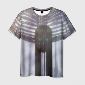 Мужская футболка 3D с принтом Атака Титанов Eren Yaeger , 100% полиэфир | прямой крой, круглый вырез горловины, длина до линии бедер | 