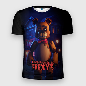 Мужская футболка 3D Slim с принтом Five Nights at   Freddys в Белгороде, 100% полиэстер с улучшенными характеристиками | приталенный силуэт, круглая горловина, широкие плечи, сужается к линии бедра | 