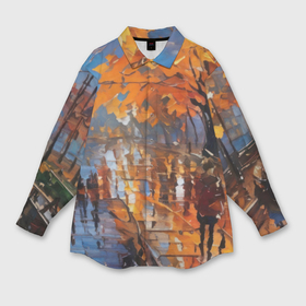 Мужская рубашка oversize 3D с принтом Осенний город импрессионизм в Курске,  |  | 