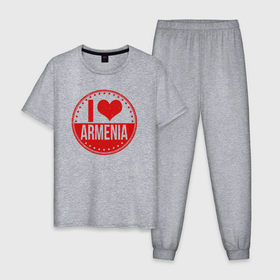Мужская пижама хлопок с принтом Love Armenia , 100% хлопок | брюки и футболка прямого кроя, без карманов, на брюках мягкая резинка на поясе и по низу штанин
 | Тематика изображения на принте: 