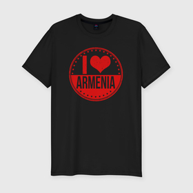 Мужская футболка хлопок Slim с принтом Love Armenia в Белгороде, 92% хлопок, 8% лайкра | приталенный силуэт, круглый вырез ворота, длина до линии бедра, короткий рукав | 