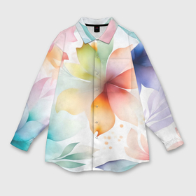 Мужская рубашка oversize 3D с принтом Акварельный цветочный принт ,  |  | Тематика изображения на принте: 