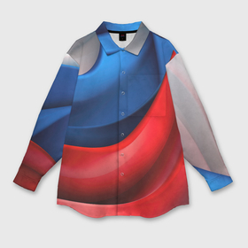 Мужская рубашка oversize 3D с принтом Объемная абстракция в цветах флага РФ в Кировске,  |  | 