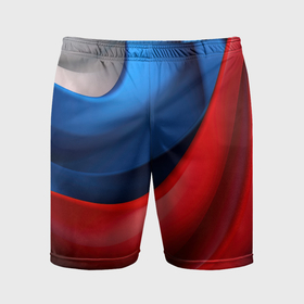 Мужские шорты спортивные с принтом Объемная абстракция в цветах флага РФ в Кировске,  |  | 