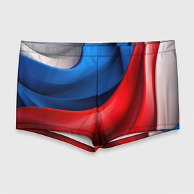 Мужские купальные плавки 3D с принтом Объемная абстракция в цветах флага РФ в Петрозаводске, Полиэстер 85%, Спандекс 15% |  | 