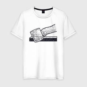 Мужская футболка хлопок с принтом Котик хулиган в Белгороде, 100% хлопок | прямой крой, круглый вырез горловины, длина до линии бедер, слегка спущенное плечо. | Тематика изображения на принте: 