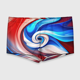 Мужские купальные плавки 3D с принтом Волны в цвете флага РФ в Петрозаводске, Полиэстер 85%, Спандекс 15% |  | 